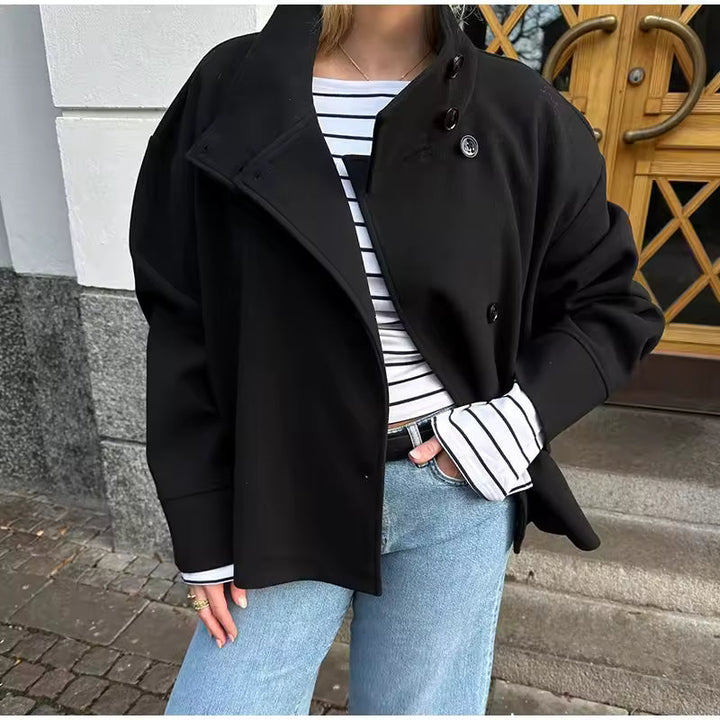 Damen Kurzmantel Mit Doppelreiher