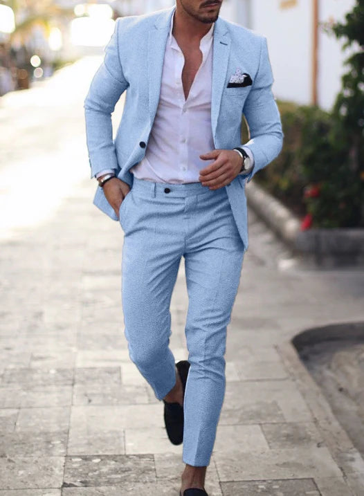 Herren Sommer Anzug Zweiteilig Mit Blazer Und Hose
