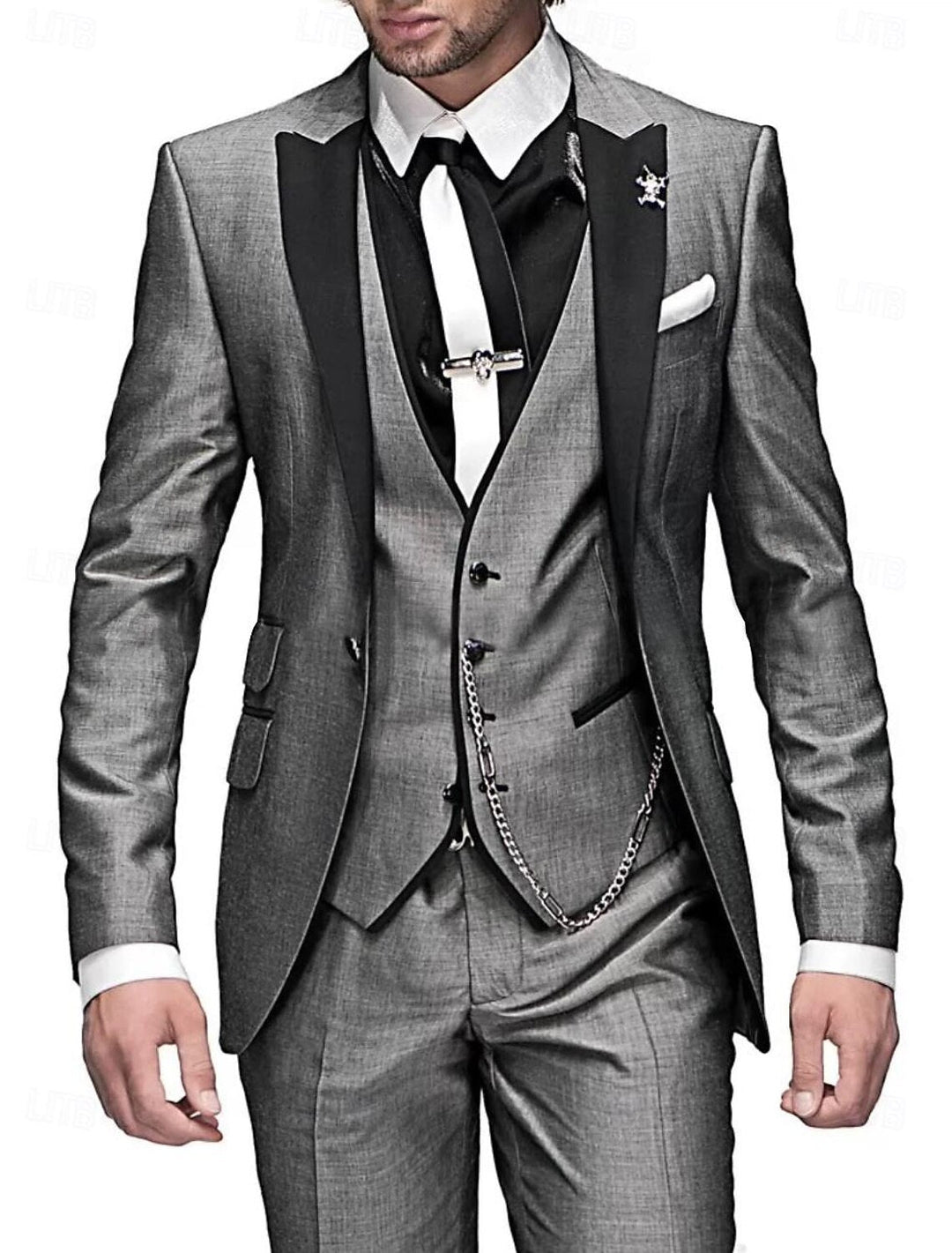 Herren Leinen Anzug Dreiteilig Mit Blazer Weste Hose