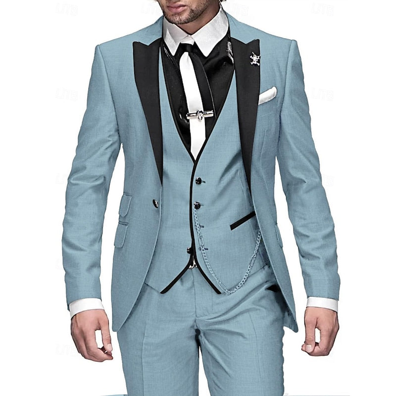 Herren Leinen Anzug Dreiteilig Mit Blazer Weste Hose