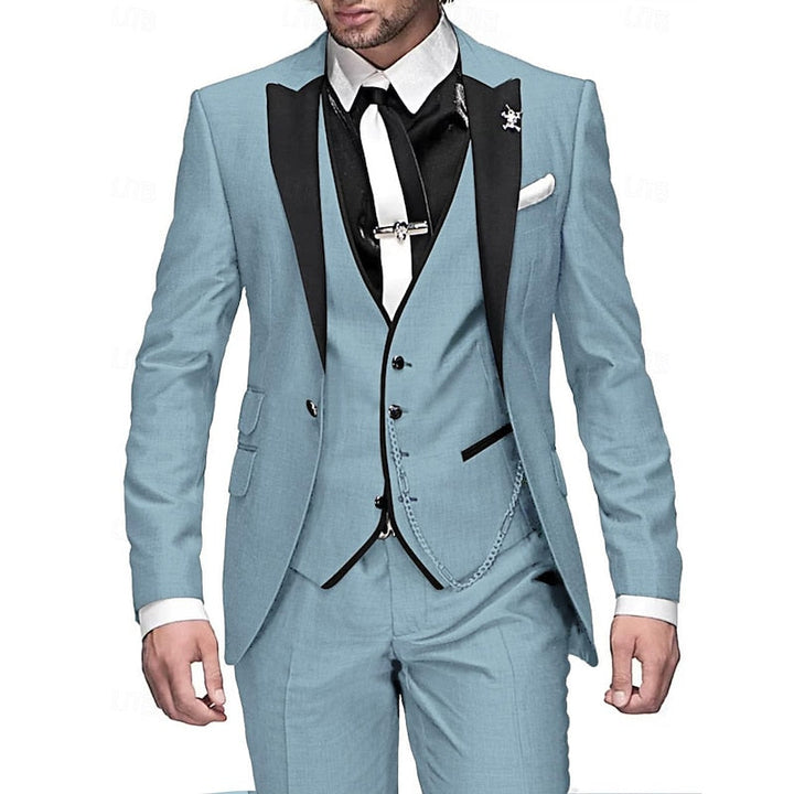 Herren Leinen Anzug Dreiteilig Mit Blazer Weste Hose