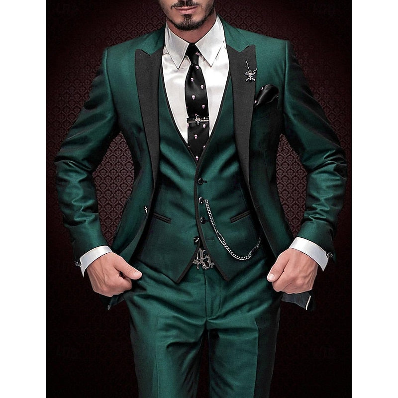 Herren Leinen Anzug Dreiteilig Mit Blazer Weste Hose