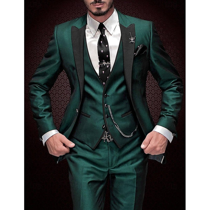 Herren Leinen Anzug Dreiteilig Mit Blazer Weste Hose