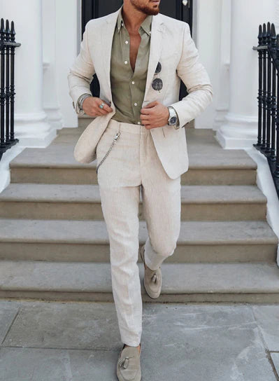 Herren Sommer Anzug Zweiteilig Mit Blazer Und Hose