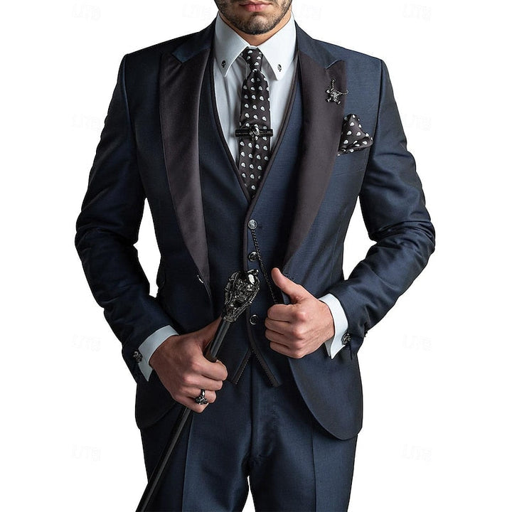 Herren Leinen Anzug Dreiteilig Mit Blazer Weste Hose