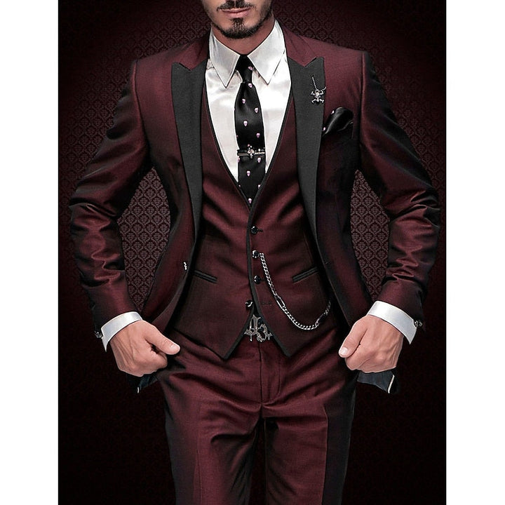 Herren Leinen Anzug Dreiteilig Mit Blazer Weste Hose